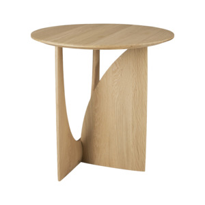 Bedroom Furniture: Oak geometric side table natural 50cm