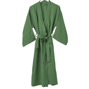 Women's linen dressing gown spearmint