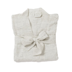 Women's linen dressing gown pinstripe