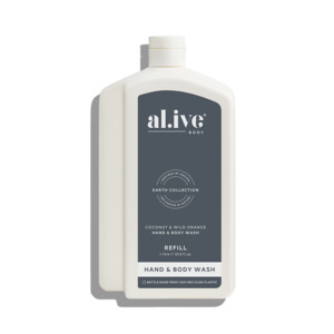 Wash Lotions: Al.ive hand + body wash refill coconut & wild orange one litre