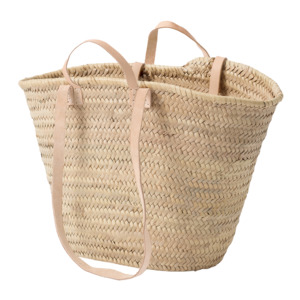 Clothing Accessories: Moroccan shopper basket bag with long & short leather handles