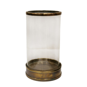 Brass finish hurricane lantern 28cm