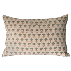 Living: Ayla block print linen cushion cover 40 x 60cm