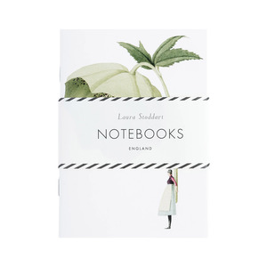 Set of two floral illustrated notebooks green