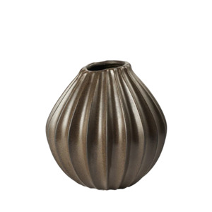 Vases Planters: Broste wide lines vase 25cm antique brown