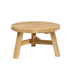 Stools Side Tables: Reclaimed elm wood low round side table 60cm