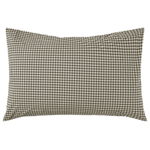 Gingham organic cotton pillowcase pair olive