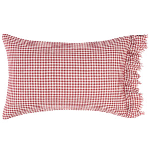 Bedroom: SOW gingham pillowcases with ruffle mulberry