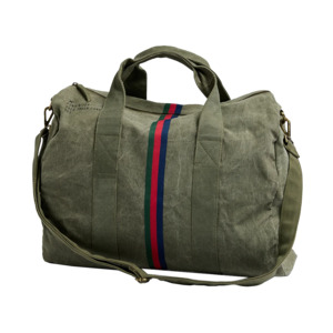 Pony rider recycled truck canvas overnight bag khaki