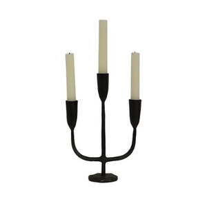 Living: Cast iron 3-prong candle stand black