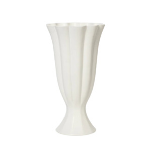 Vases Planters: Broste Heli pedestal vase cream 30cm