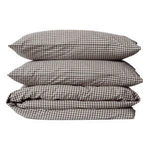 Bedroom: Gingham organic cotton duvet cocoa