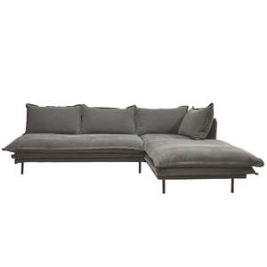 Asha modular cotton sofa mid grey right 260cm