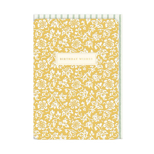 Laura Ashley birthday wishes card mustard