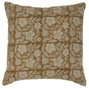 Cushions: Marigold floral linen cushion cover 50cm