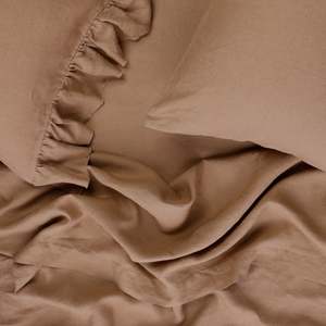 Bedroom: SOW linen fitted sheet latte