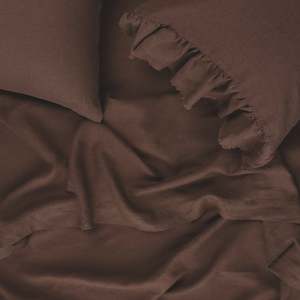 Bedroom: SOW linen fitted sheet chocolate