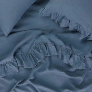 Bedroom: SOW linen fitted sheet blue jean