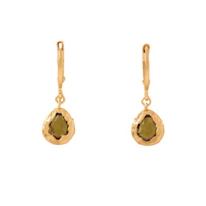 Agapée Lysia drop earrings with dark green glass