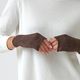 Cotton cashmere fingerless gloves cocoa