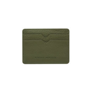 Leather card holder khaki