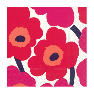 Marimekko unikko paper napkins set of 20 red and pink