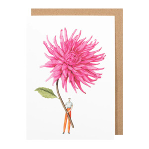 Laura Stoddart pink dahlia illustration card