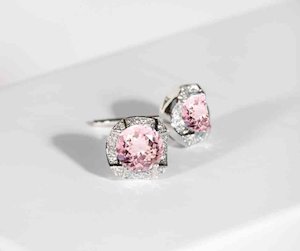 Products: Morganite & Diamond Studs, with our signature scalloped edge