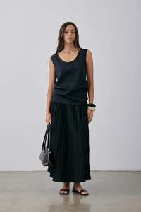 All 1: Pleated Dale Skirt SS25 Black