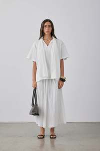 All 1: Pleated Dale Skirt SS25 Parchment