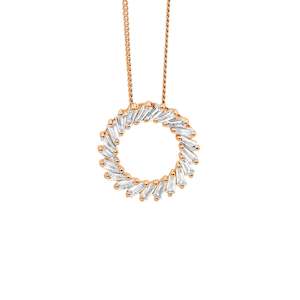 Silver Necklace: Ellani Rose CZ Open Circle Necklace