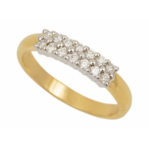 Diamond Rings: 9ct Two Tone Double Row Diamond Ring