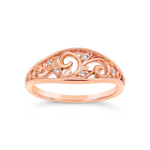 Diamond Rings: 9ct Rose Gold Diamond Filigree Dress Ring