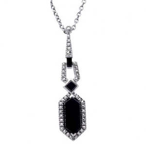 Esse Marcasite Jewellery: Esse Onyx and Marcasite Necklace