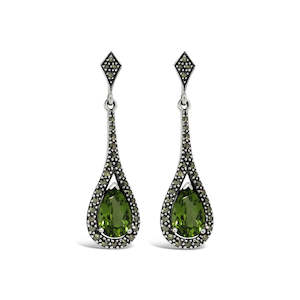 Esse Marcasite Jewellery: Esse Peridot Teardrop Earrings