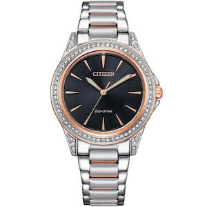 Citizen Eco Drive Watches: Citizen Eco-Drive Ladies Rose & Steel Watch with Crystals