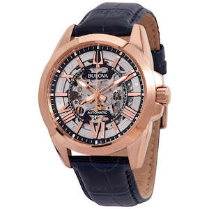 Mens Watches: Bulova Gents Automatic Rose Gold & Navy Watch