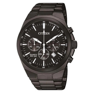 Mens Watches: Citizen Gents Black Steel Chronograph Watch
