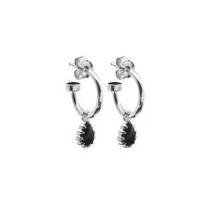 Silver Earrings: Stolen GC Love Claw Drop Anchor Sleeper Earrings - Onyx