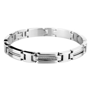 Bracelets Bangles: Rochet Men's Steel Linked Bracelet