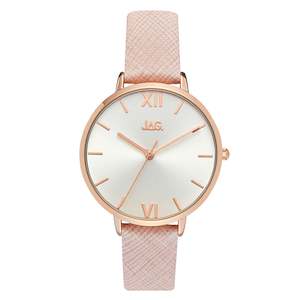 Jag Watches: JAG Sophie Rose Gold Watch with Textured Blush Leather Strap