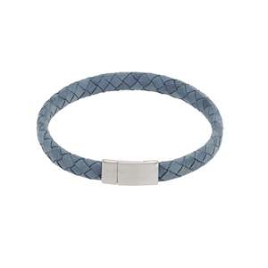 Mens Jewellery: Cudworth Men's Blue Italian Leather Bracelet