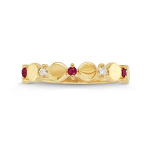 Coloured Gem Rings: Ruby & Diamond Band Ring