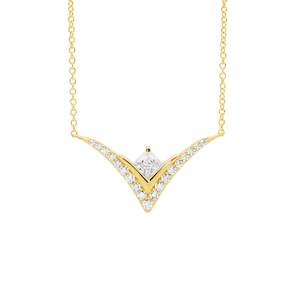 Ellani Collections: Ellani Gold CZ V-Shaped Necklace