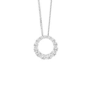 Ellani Silver CZ 13mm Circle Pendant