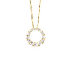 Ellani Gold CZ 13mm Circle Pendant