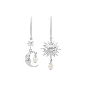 Karen Walker Jewellery: Karen Walker Silver Sun & Moon Pearl Drop Earrings