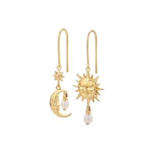 Karen Walker Jewellery: Karen Walker Gold Plated Sun & Moon Pearl Drop Earrings