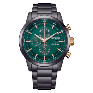 Citizen Eco Drive Watches: Men's Eco-Drive Black Steel Chronograph