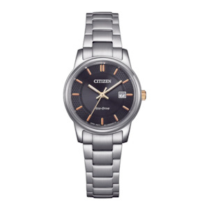 Citizen Eco-Drive Ladies Watch with Dark face & Rose Gold Accents